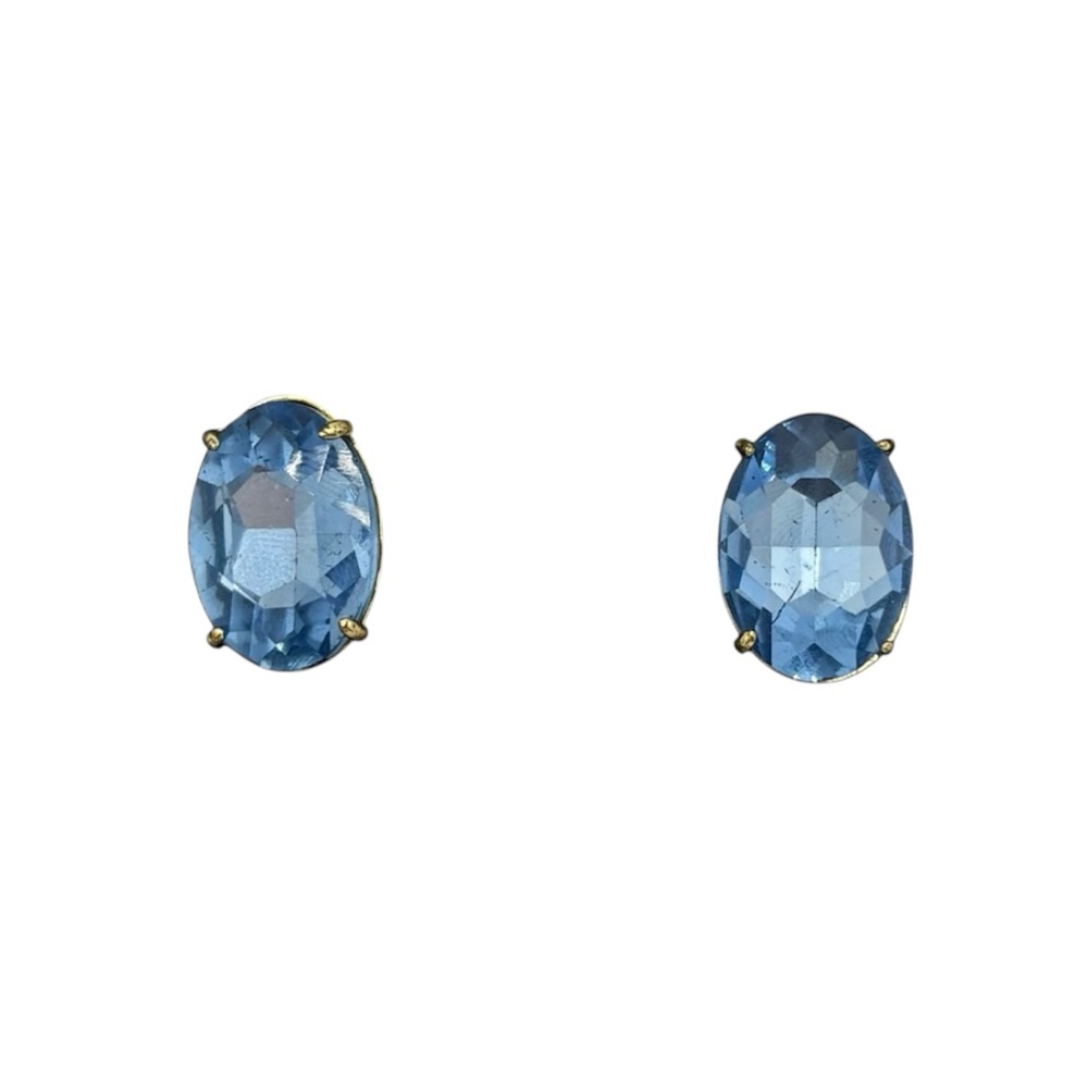 NWT Lele Sadoughi Sapphire Oval Crystal Stud Earrings